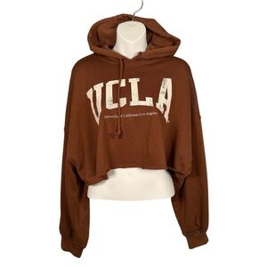 H&M Hoodie Women’s Size Large Brown UCLA Cropped Athletic Wear Gym Comfortable